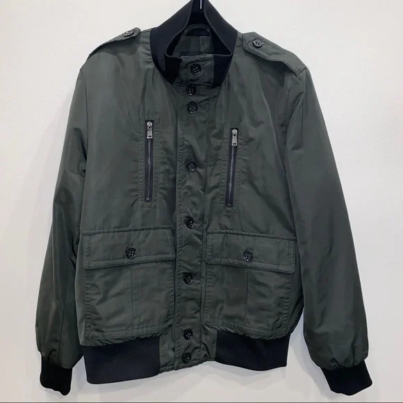 Jared Lang Green Military Bomber Jacket EUC Size Medium